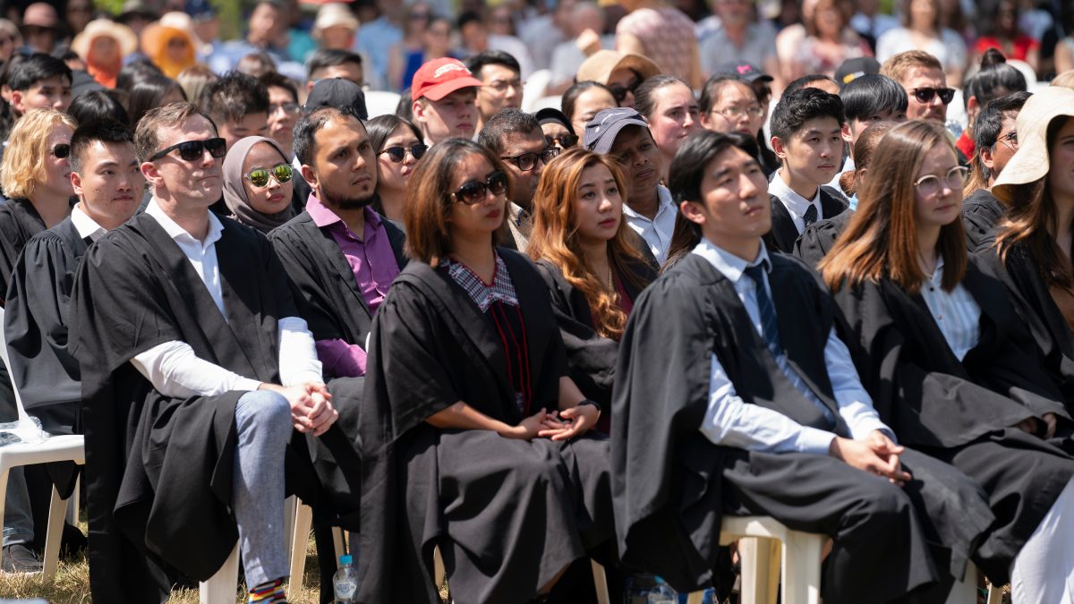 Students sitting at a graduation ceremony
