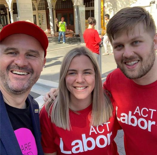 smiling people in ACT Labor shirts