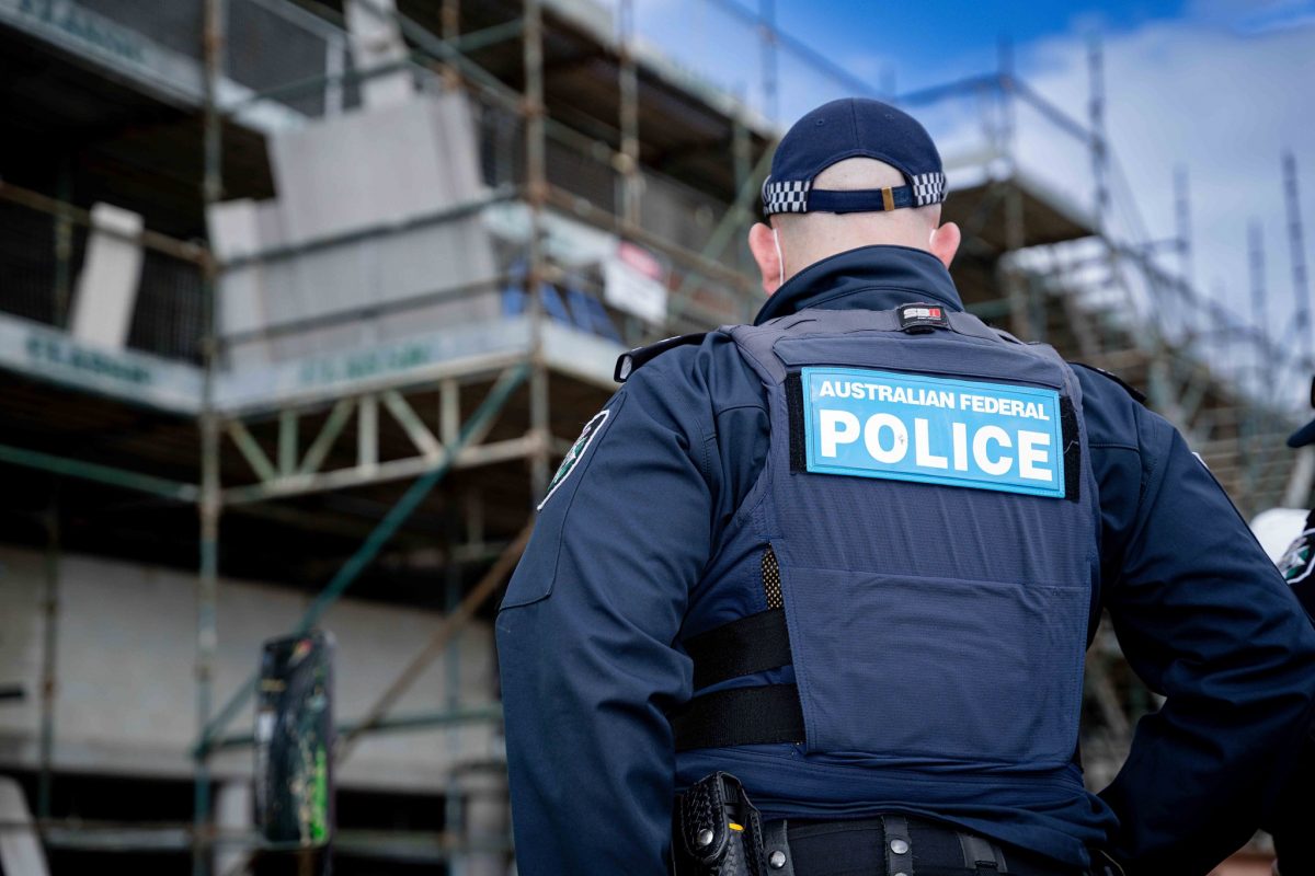 AFP officer on a construction site
