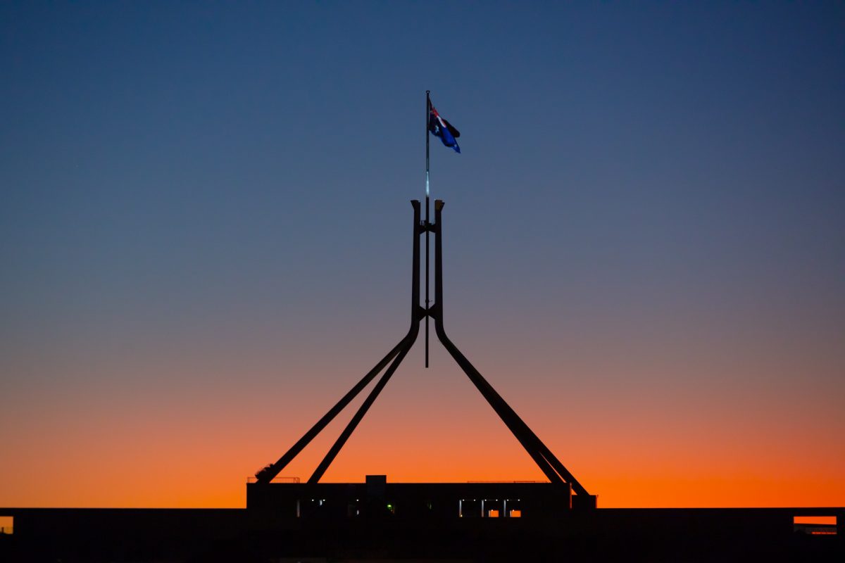 parliament house at sunset