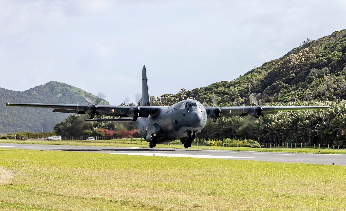 An RAAF C-130J-30 taking off