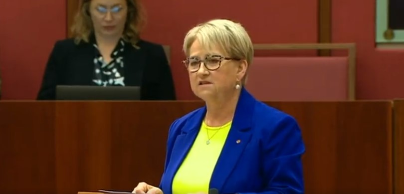 Barbara Pocock speaking in the Senate
