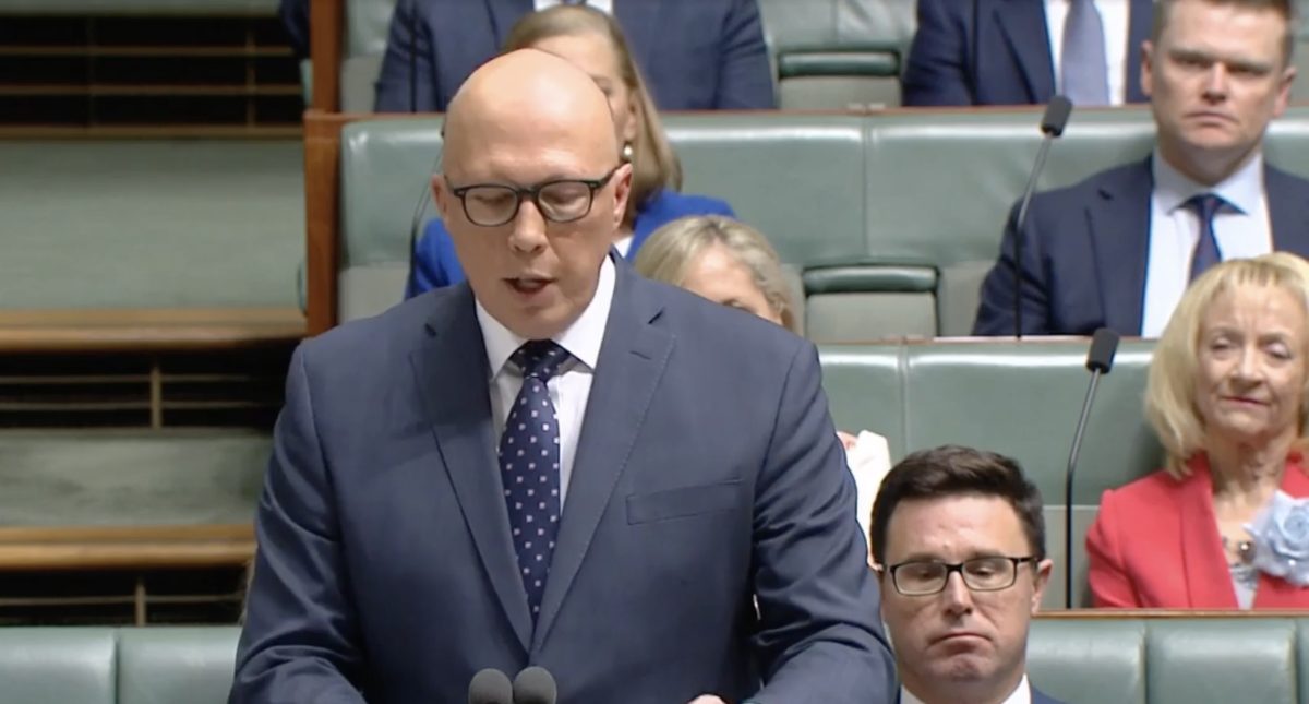 Peter Dutton speaking in Parliament