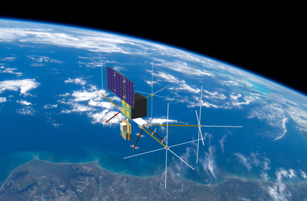 Concept art of a Skykraft satellite above earth
