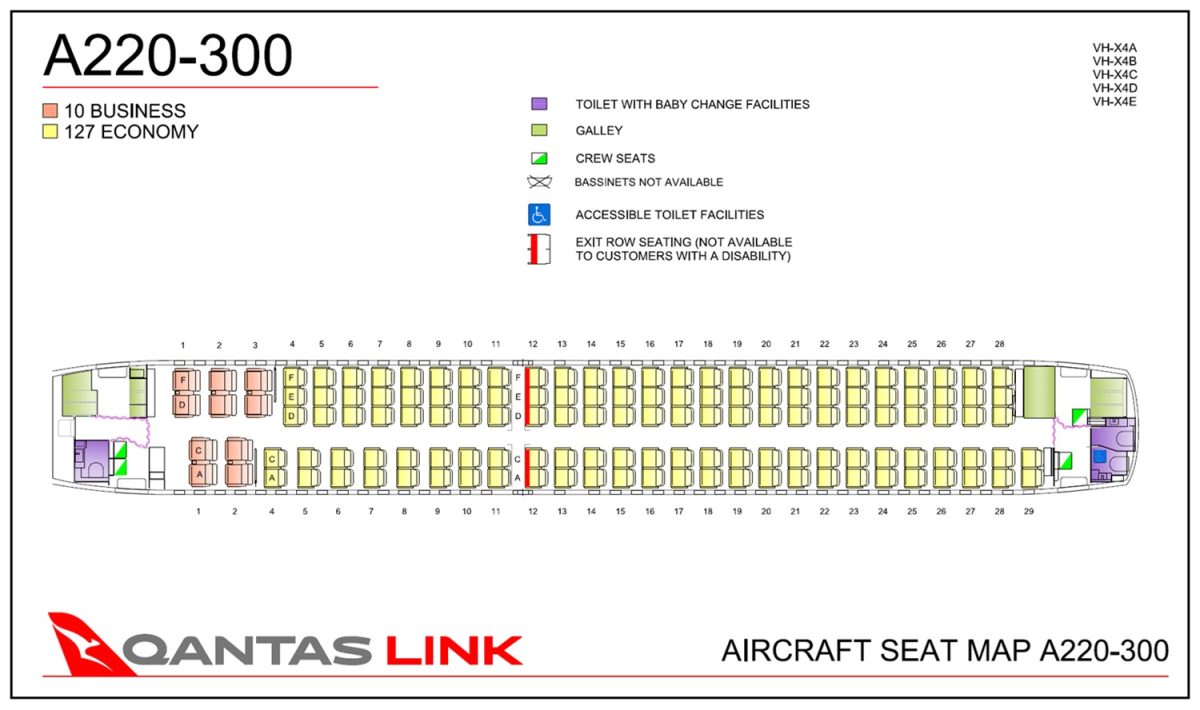 Qantas A220 seat map