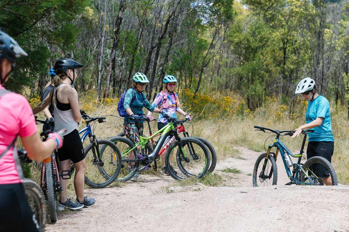 Claire Mcdonnell from Dirt Maidens coaches people on mountain biking