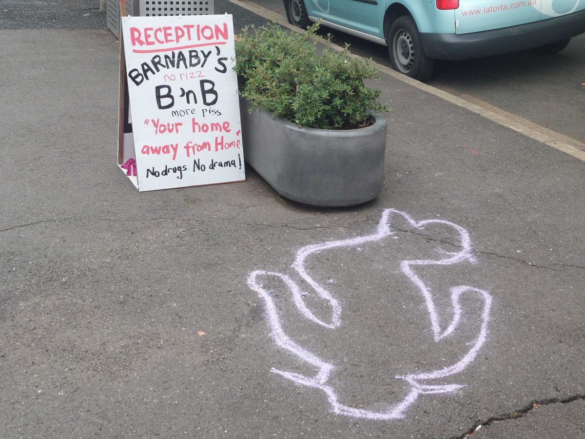 Barnaby Joyce chalk outline on Lonsdale St