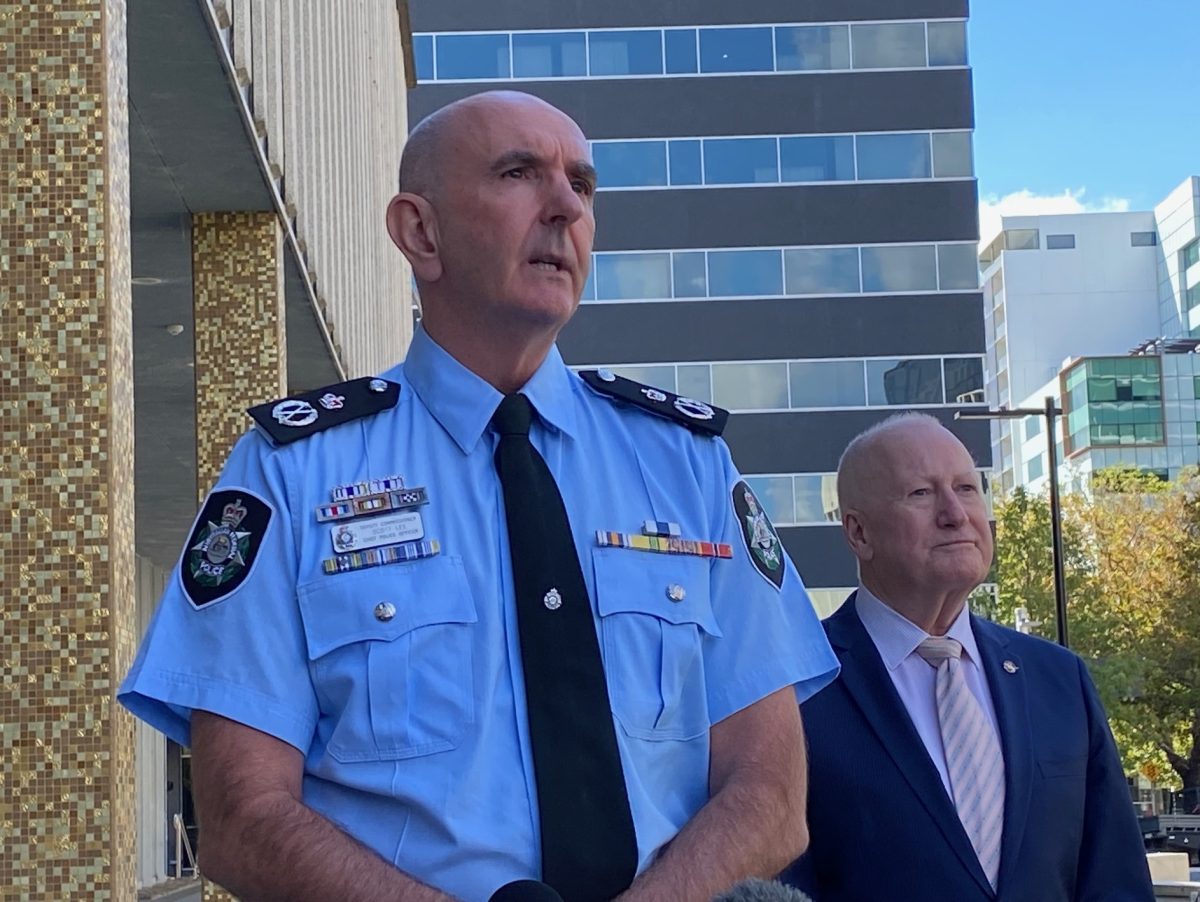 ACT Policing Chief Police Officer Scott Lee and Police Minister Mick Gentleman