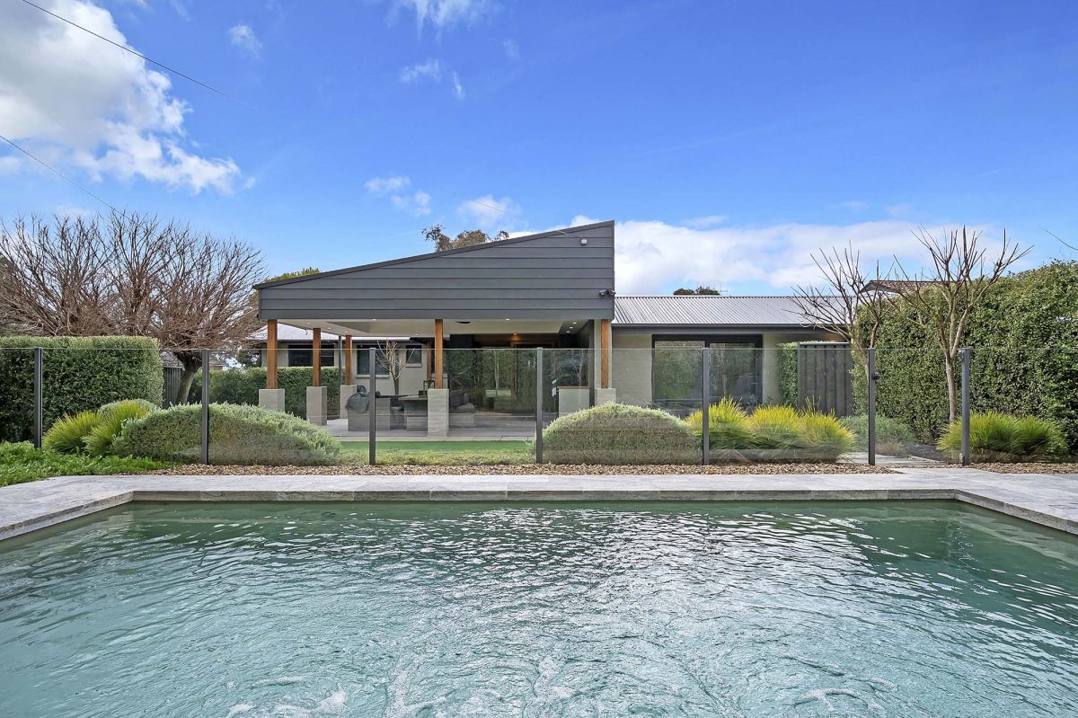 view to house over pool