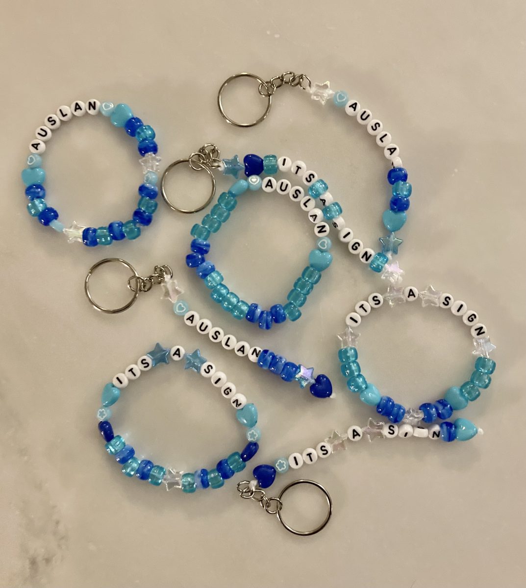 Friendship bracelets and keyrings for ANU Auslan Club