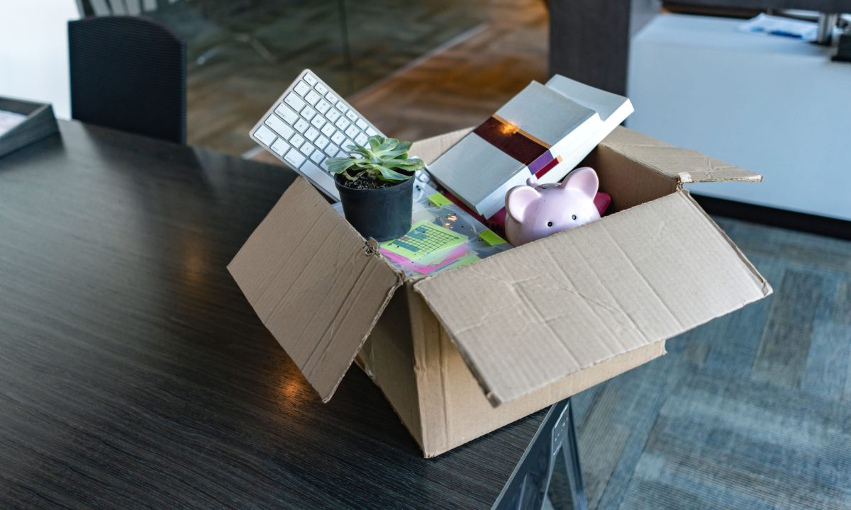 box on desk at work