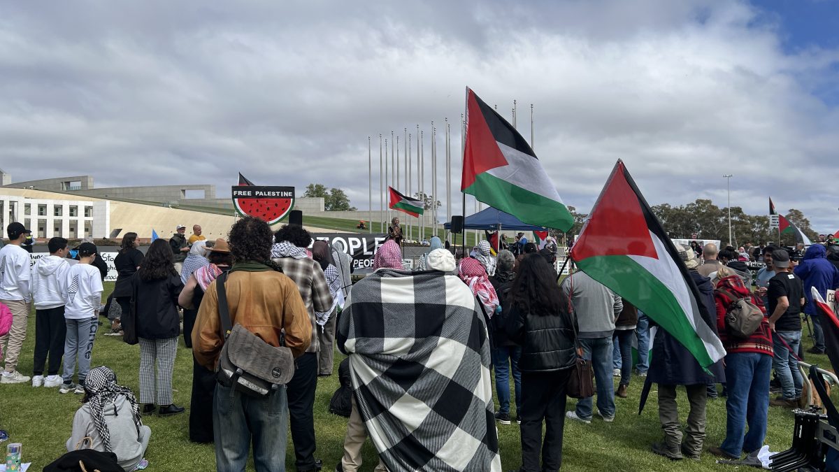 Protesters outside Parliament House