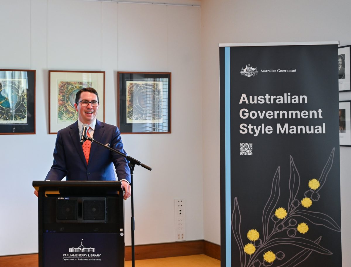 Patrick Gorman at a lectern