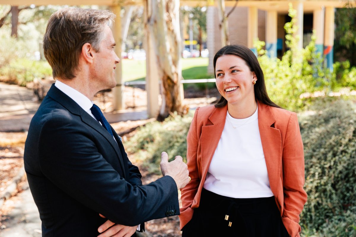 MBA Program Director Brent Jackson and MBA student Abbey Cubit