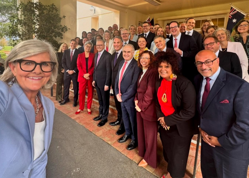 Sam Mostyn with the Albanese Ministry