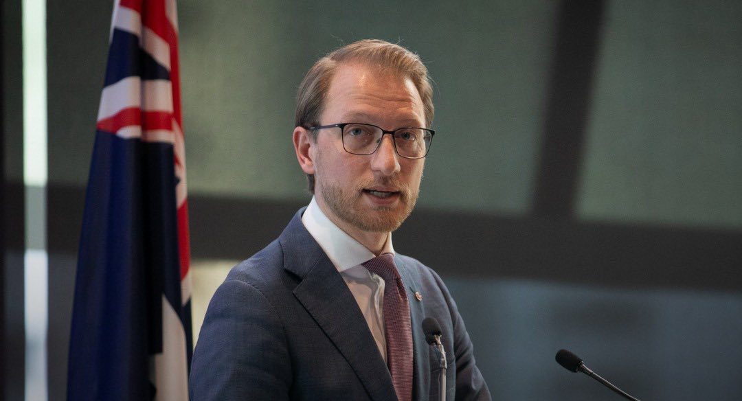 James Paterson at a lectern