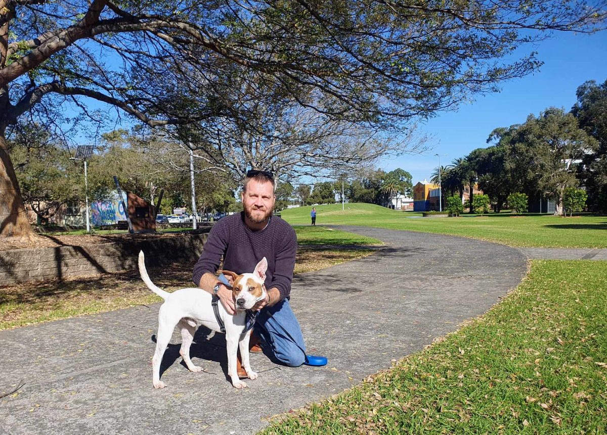 man with dog