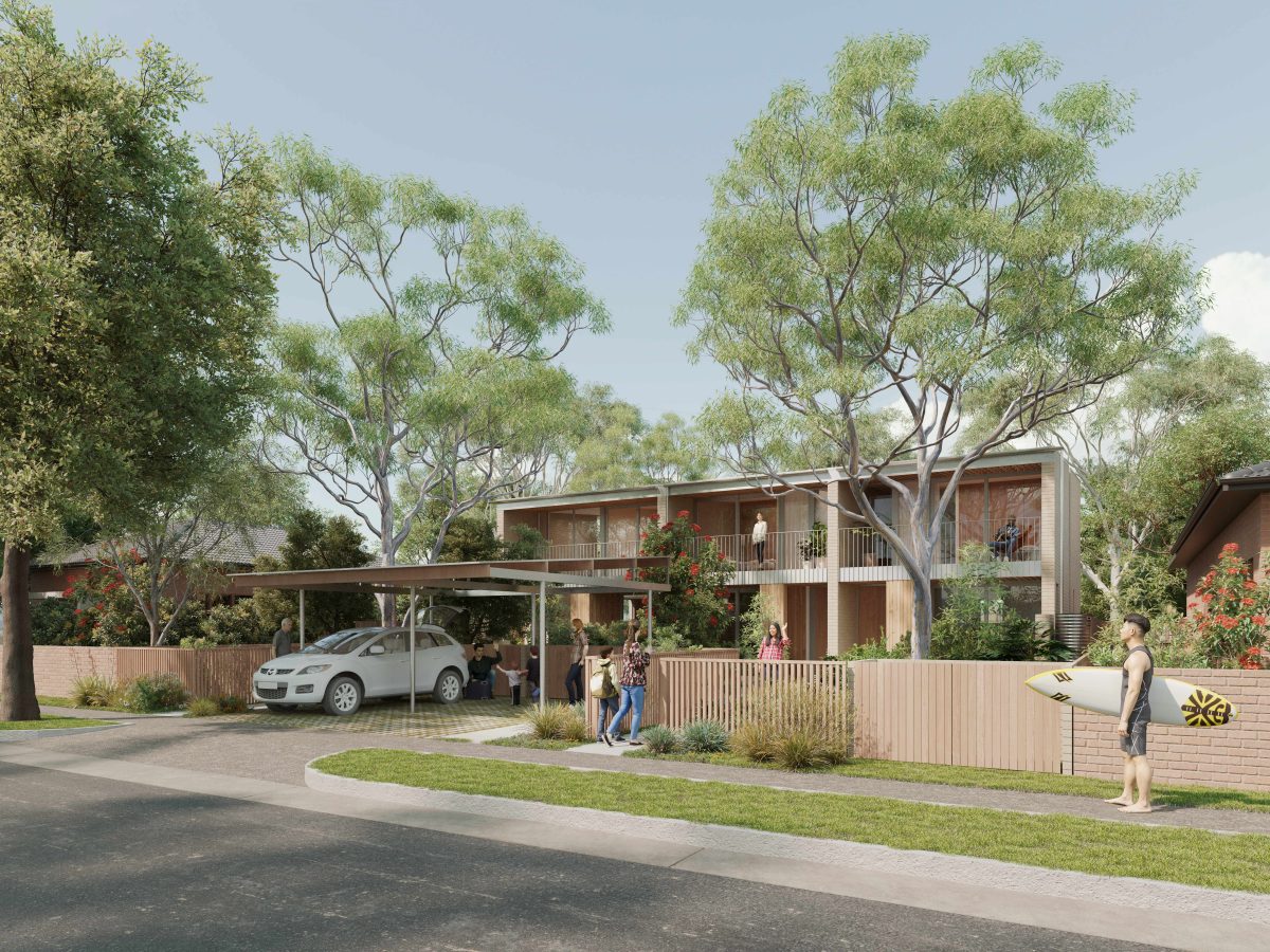 Exterior view of terrace design by Officer Woods Architects.