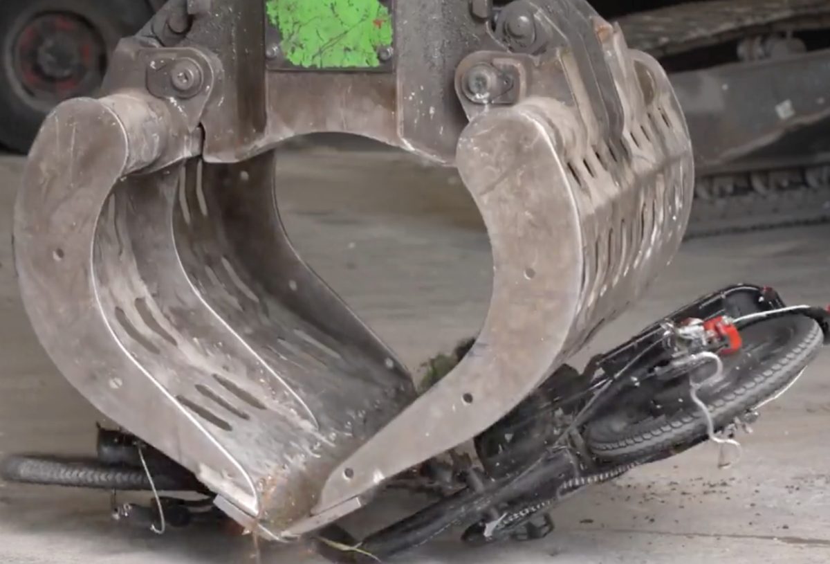 seized and crushed e-bike