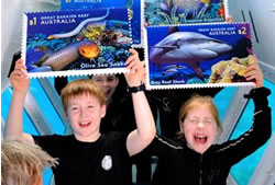 Great Barrier Reef stuck on stamps