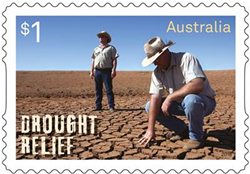 Relief postage stamp to lick drought