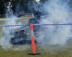 Crash car scene to make a deadly point