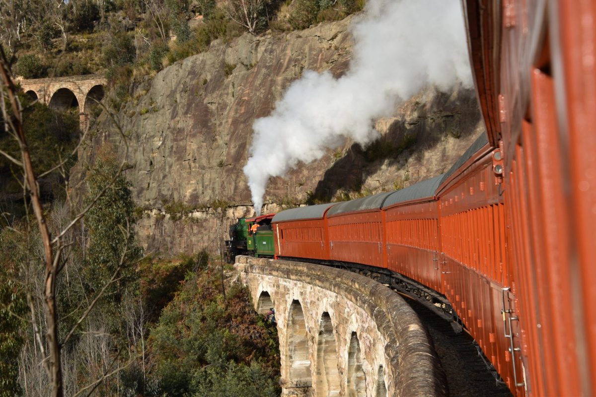 train on hillside track