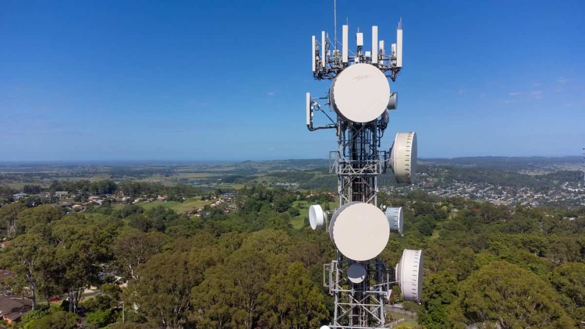 Telecommunications and Mobile Phone Cell Tower at Lismore, NSW, Australia.