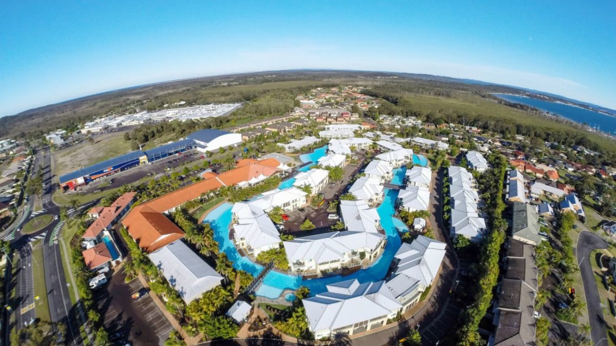 Aerial view of the Oaks Port Stephens Pacific Blue Resort