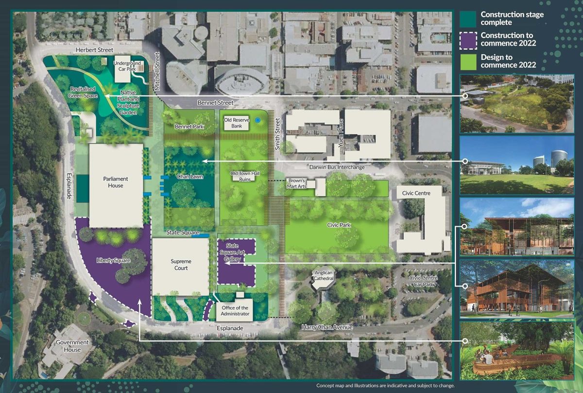 a graphic of a city heart redevelopment