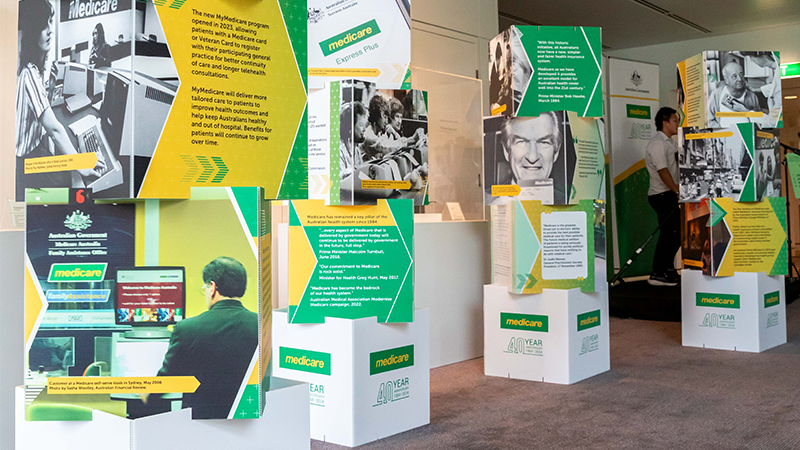 The Medicare 40th anniversary exhibition at Parliament House.