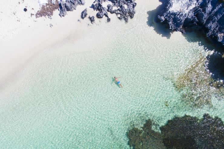 aerial view of swimmer at beach 