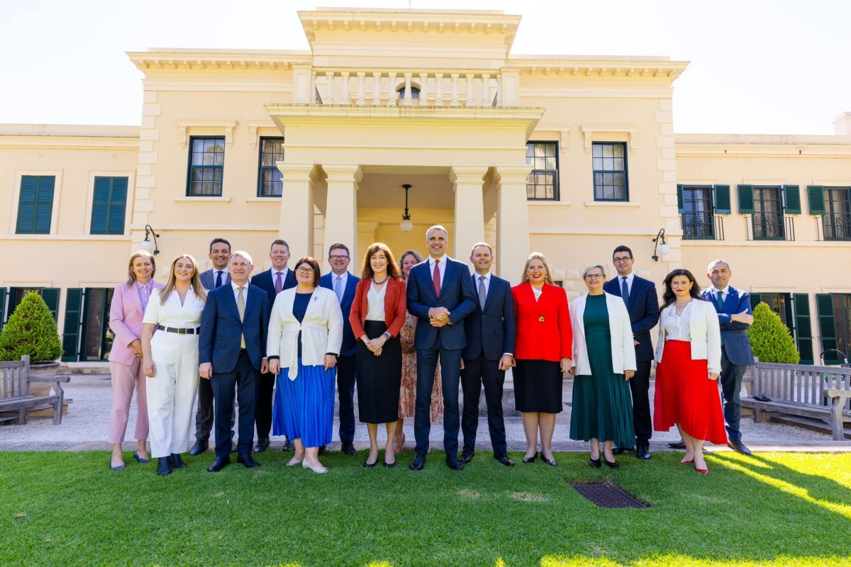 The new cabinet standing in front of Government House in Adelaide.