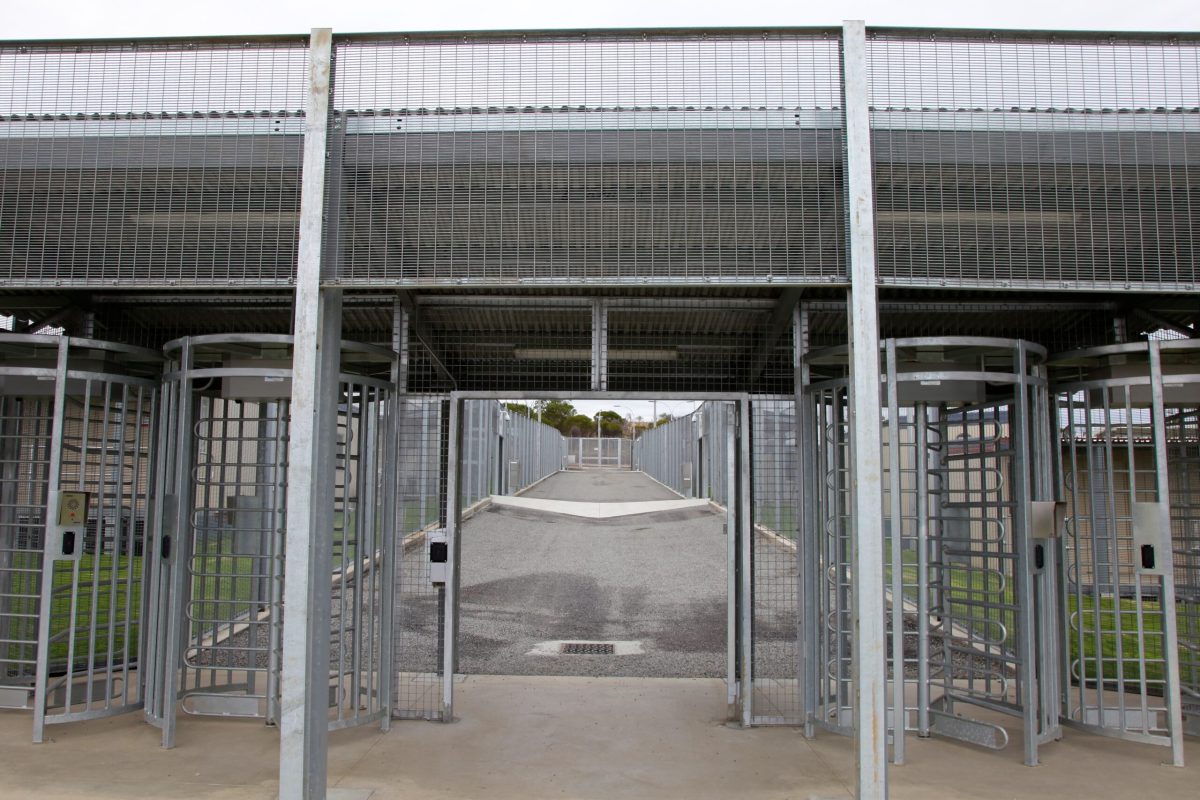 The gates of Yongah Hill Detention Centre.