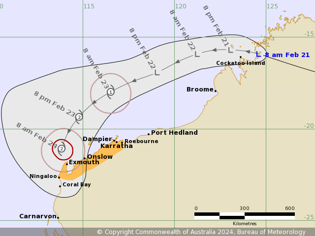 Forecast track map of ex-tropical cyclone