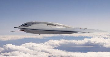 US Air Force reveals first pics of secretive new stealth bomber in flight