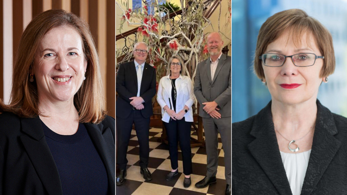 Dr Mary Russell; the WA Governor, his wife and David van Ooran; and Nerida O'Loughlin