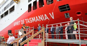 Governor witnesses Spirit of Tasmania V hit water for first time in Finland