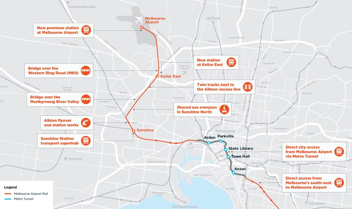 Melbourne Airport Rail Link map