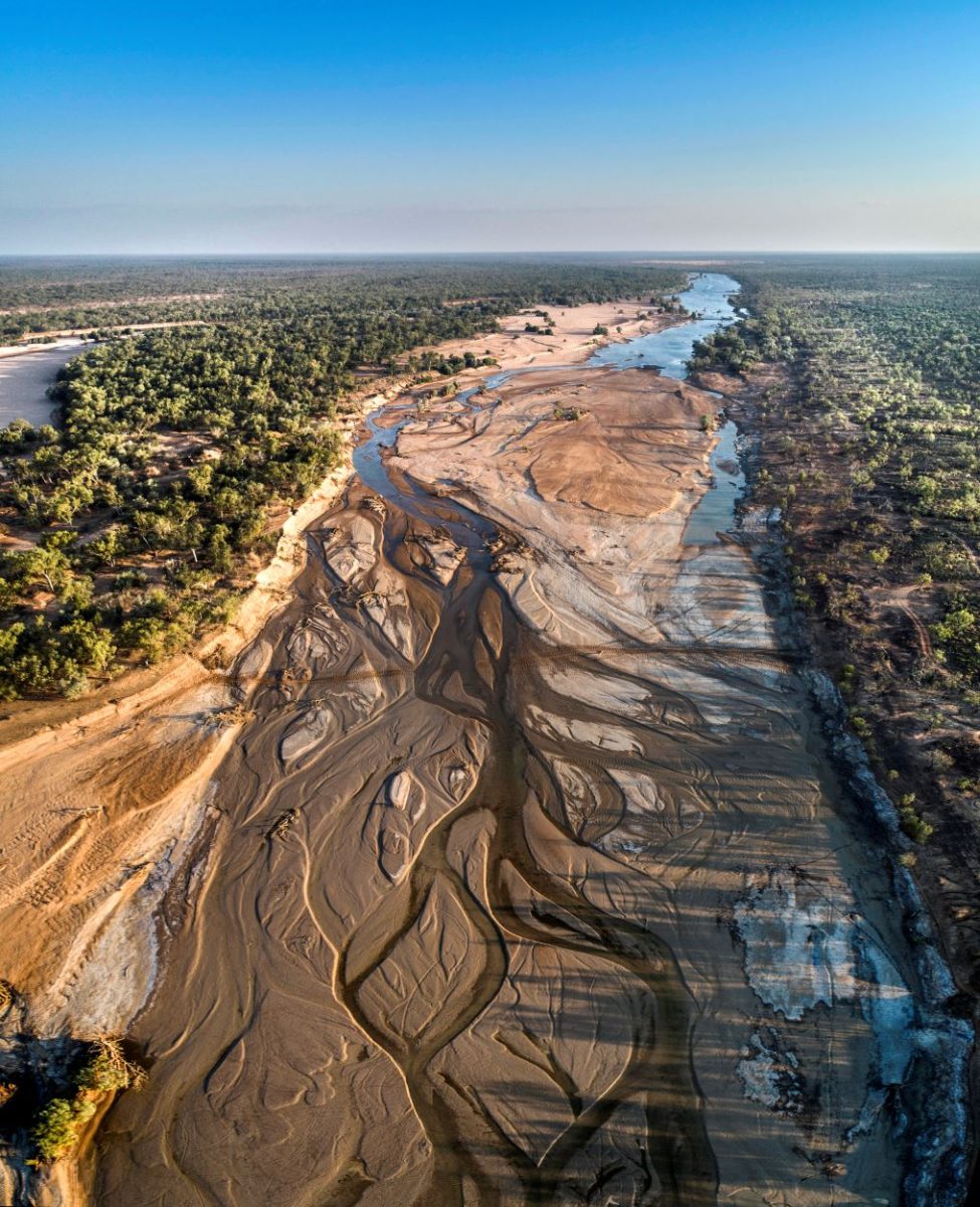 An aerial shot of the Fitzroy river in WA.