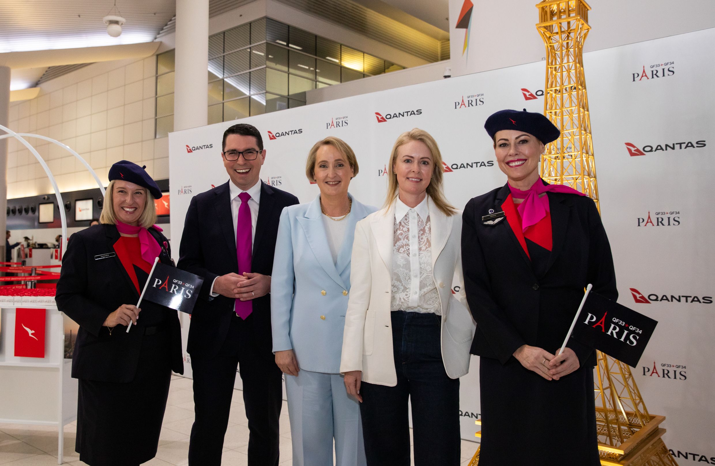 Qantas CEO Vanessa Hudson and staff