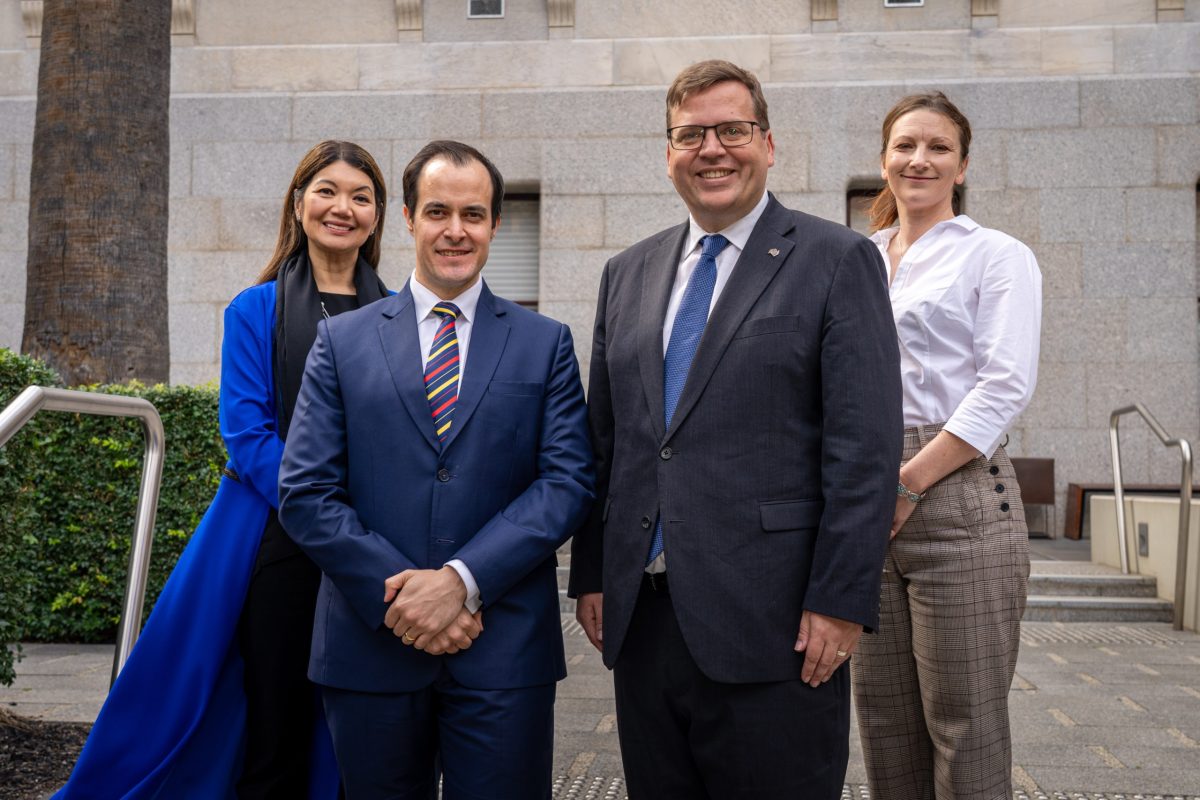 SA Liberal colleagues standing together: Jing Lee MLC, Vincent Tarzia MP, John Gardner MP and Nicola Centofanti MLC. 