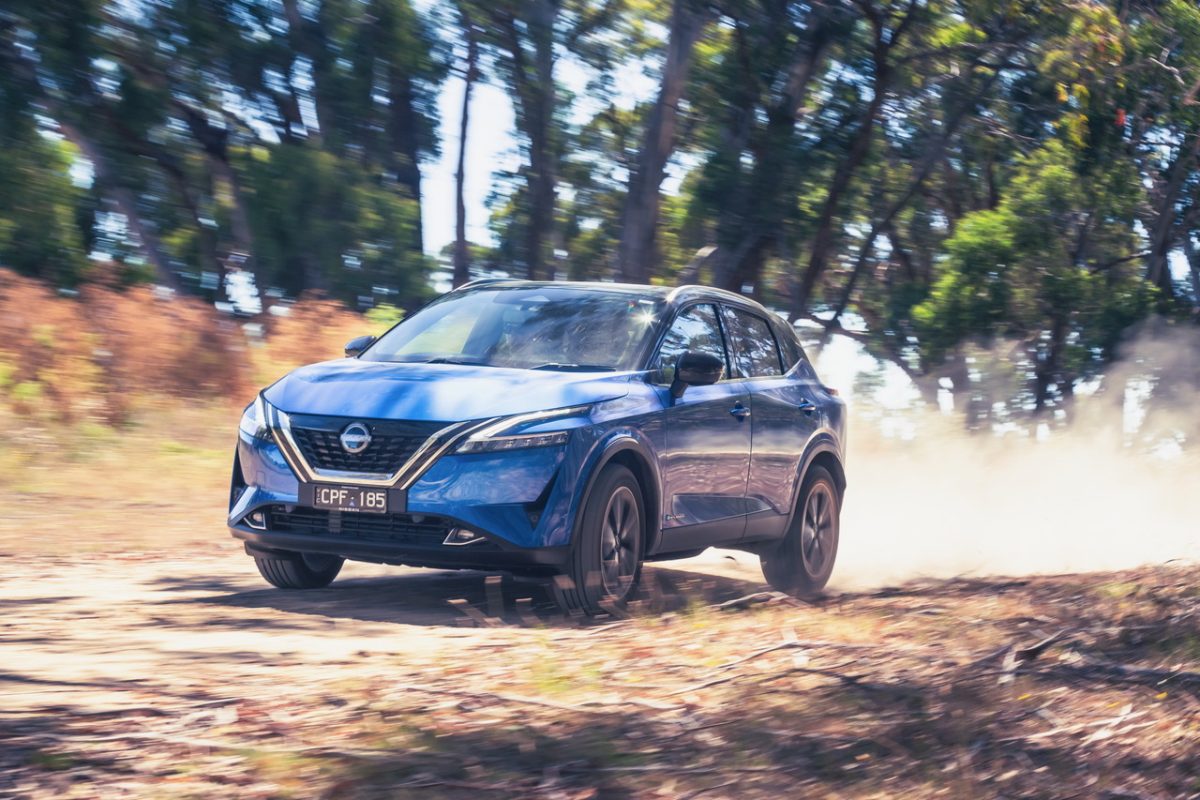 A Nissan Qashqai e-Power Hybrid on a country road