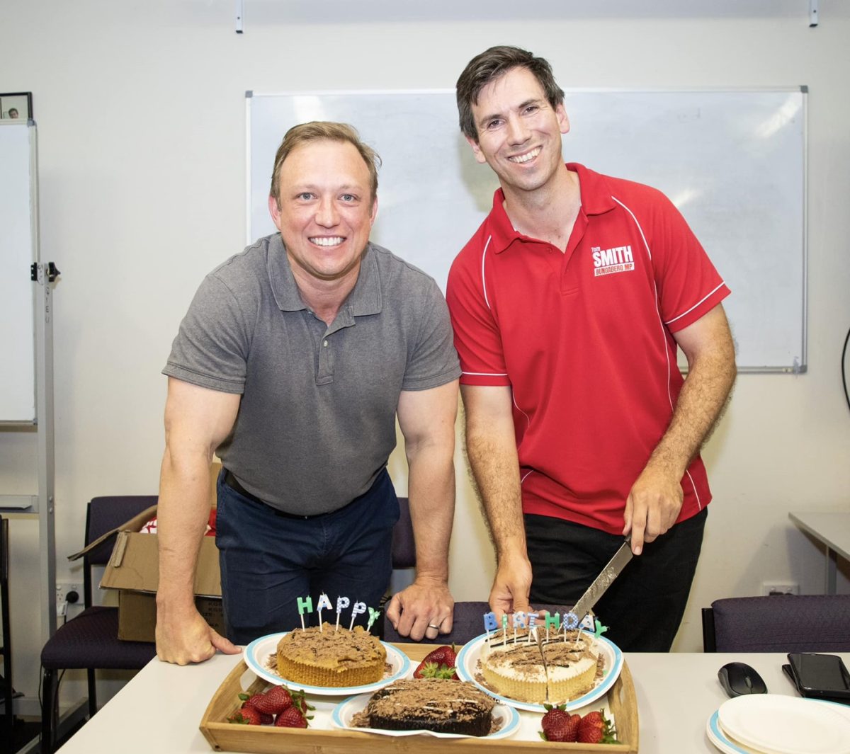 QLD Premier Steven Miles and Bundaberg MP Tom Smith