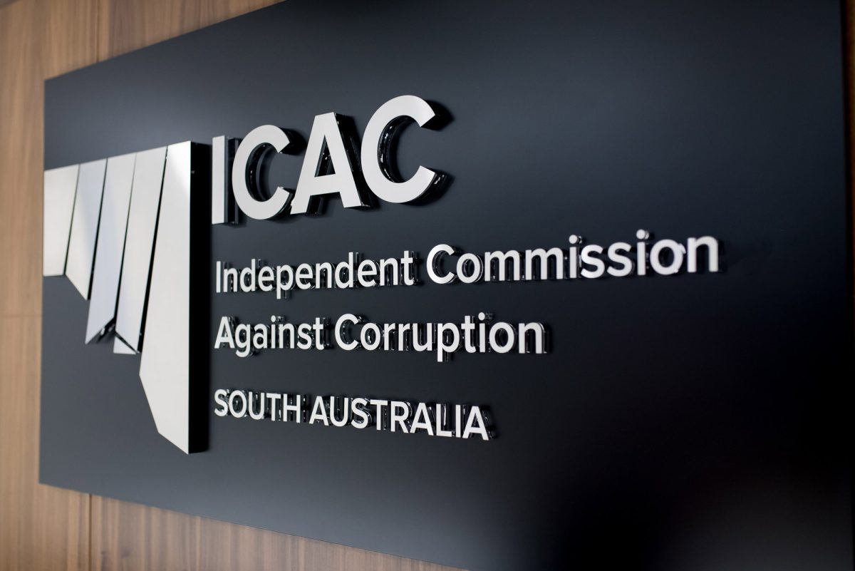 Hearing room signage at the ICAC SA office.