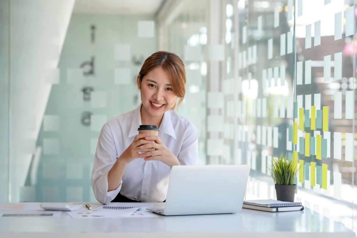 Smiling woman in office