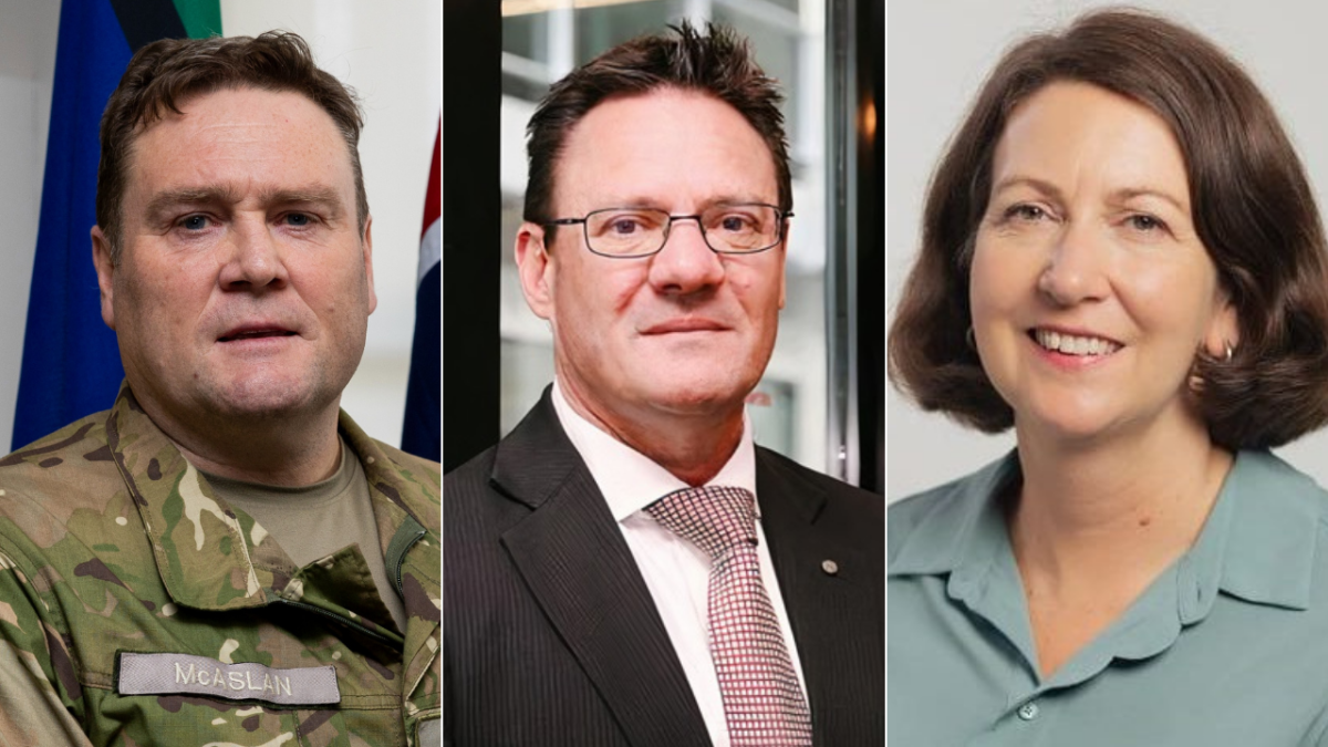 Three images compiled together: Major General Hugh McAslan, Michael Phelan and Dr Katherine Clift.