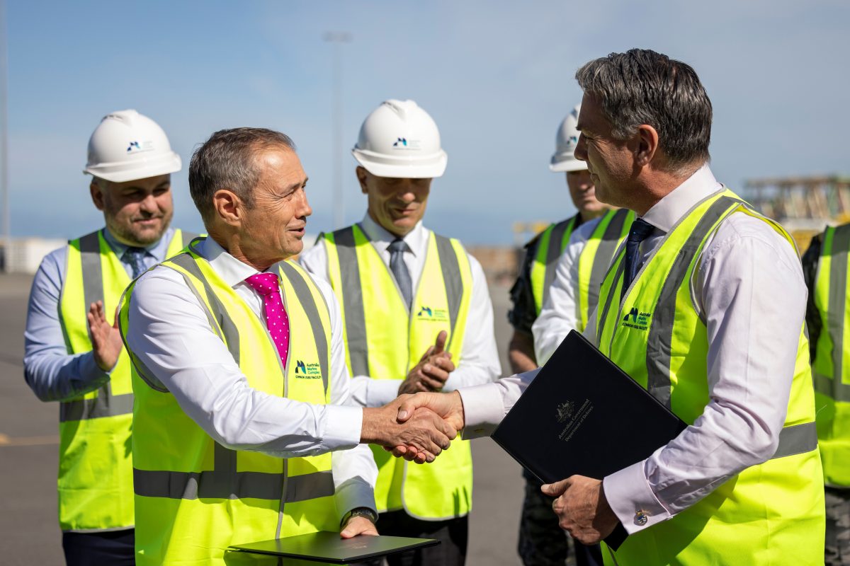 WA Premier Roger Cook and Federal Defence Minister Richard Marles signed off on the state's new precinct at Henderson Shipyard on 16 October. 