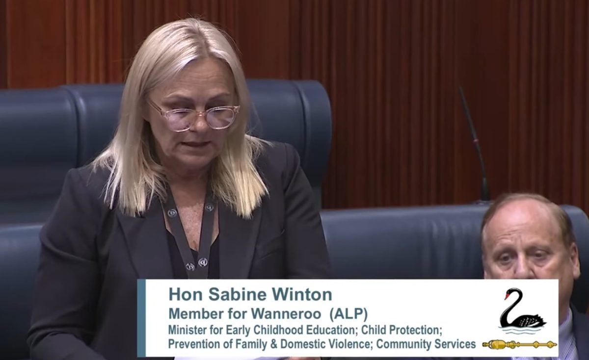 Sabine Winton reading a ministerial statement in WA Parliament.