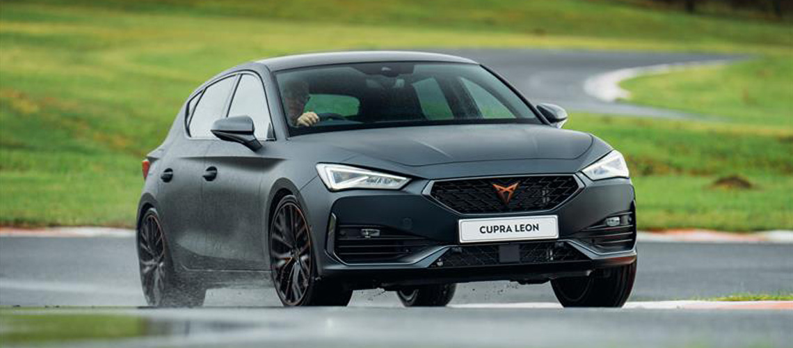 Cupra Leon being driven on a track